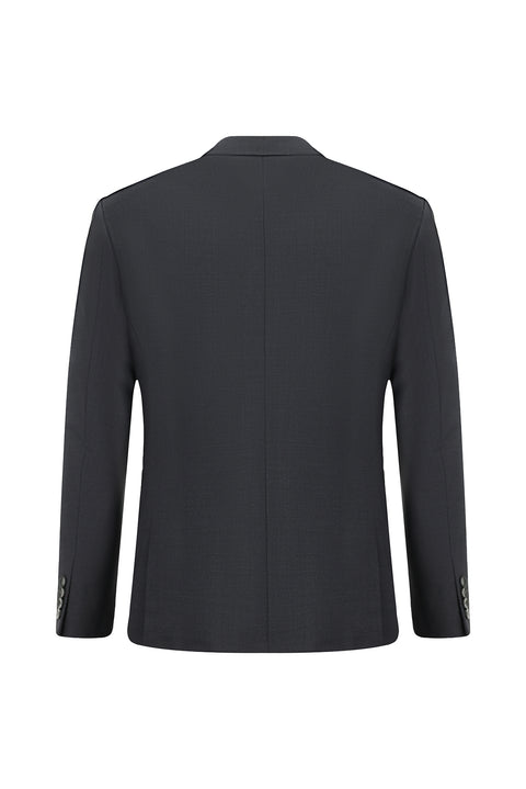 Medium Gray 6 Drop Regular Fit Standard Cut Mono-Neck Wool Suit