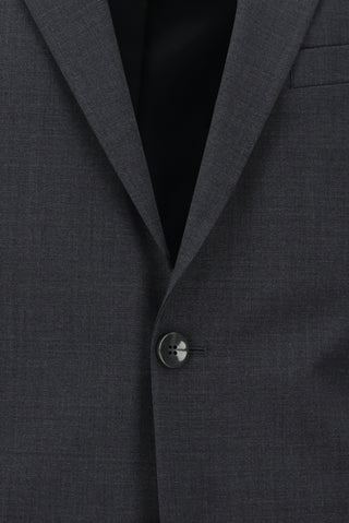  Orta Füme 7 Drop Slim Fit Dar Kesim Mono Yaka Yünlü Takım Elbise