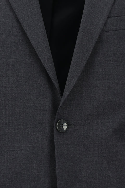 Orta Füme 7 Drop Super Slim Fit Eksra Dar Kesim Mono Yaka Yünlü Takım Elbise