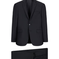 Koyu Lacivert 7 Drop Slim Fit Dar Kesim Mono Yaka Yünlü Takım Elbise