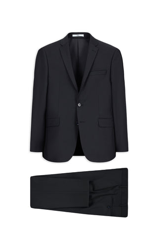  Koyu Lacivert 7 Drop Slim Fit Dar Kesim Mono Yaka Yünlü Takım Elbise