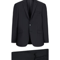 Koyu Lacivert 7 Drop Super Slim Fit Eksra Dar Kesim Mono Yaka Yünlü Takım Elbise