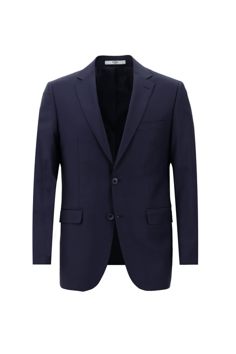 Orta Lacivert 7 Drop Slim Fit Dar Kesim Yünlü Takım Elbise
