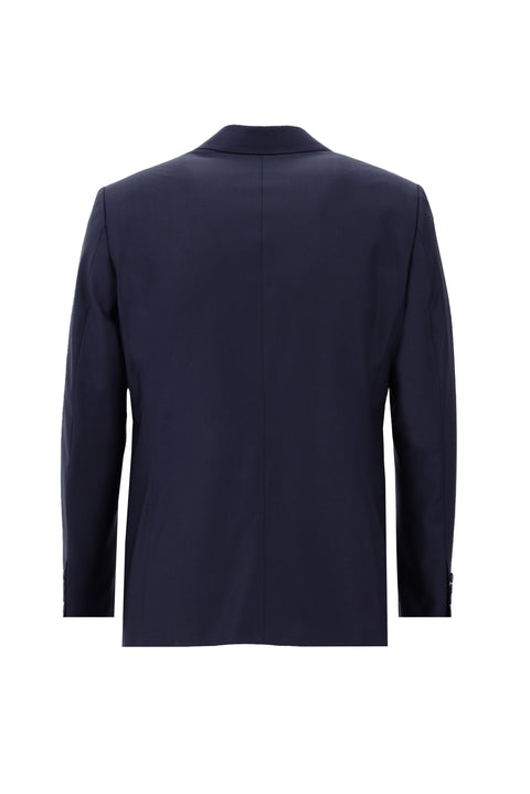 Orta Lacivert 7 Drop Slim Fit Dar Kesim Yünlü Takım Elbise