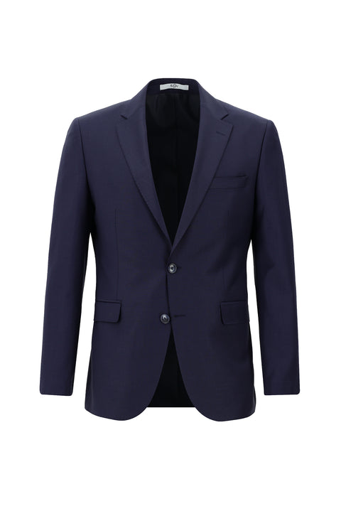 Orta Lacivert 7 Drop Slim Fit Dar Kesim Yünlü Takım Elbise