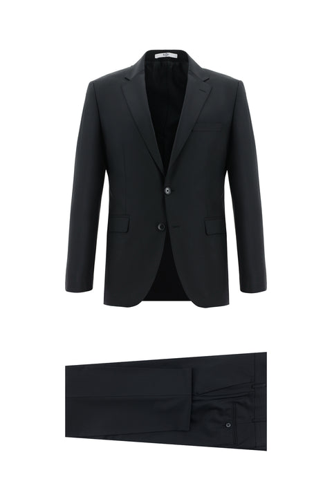 Siyah 7 Drop Slim Fit Dar Kesim Yünlü Takım Elbise