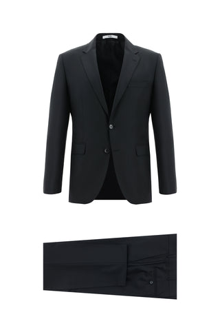  Siyah 7 Drop Slim Fit Dar Kesim Yünlü Takım Elbise