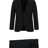 Siyah Super Slim Fit Ekstra Dar Kesim Beli Lastikli Pamuklu Takım Elbise
