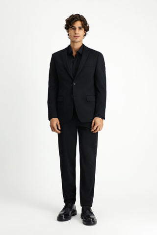  Siyah Techno-Line Super Slim Fit Ekstra Dar Kesim Beli Lastikli İpli Çantalı Likralı Takım Elbise