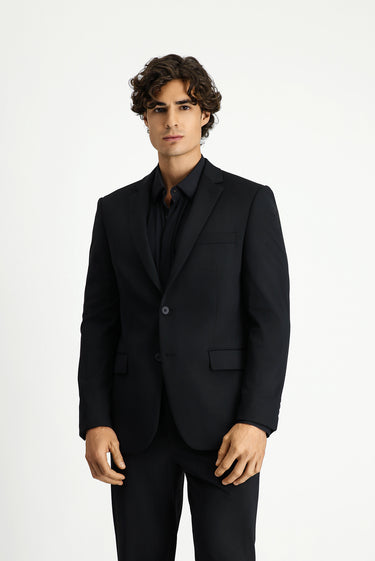  Siyah Techno-Line Super Slim Fit Ekstra Dar Kesim Beli Lastikli İpli Çantalı Likralı Takım Elbise