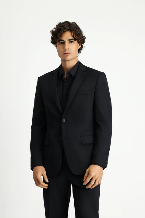 Siyah Techno-Line 7 Drop Super Slim Fit Eksra Dar Kesim Beli Lastikli İpli Çantalı Likralı Takım Elbise