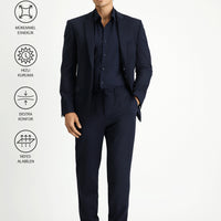 Koyu Lacivert Techno-Line 7 Drop Super Slim Fit Eksra Dar Kesim Beli Lastikli İpli Çantalı Likralı Takım Elbise
