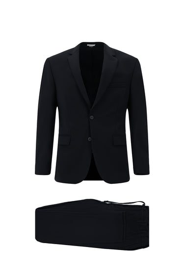 Koyu Lacivert Techno-Line Super Slim Fit Ekstra Dar Kesim Beli Lastikli İpli Çantalı Likralı Takım Elbise
