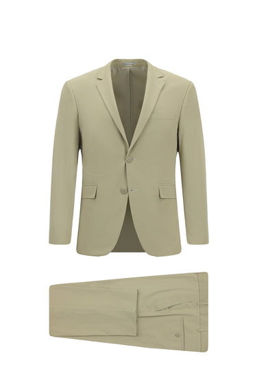  Orta Bej Techno-Line Super Slim Fit Ekstra Dar Kesim Beli Lastikli İpli Çantalı Likralı Takım Elbise