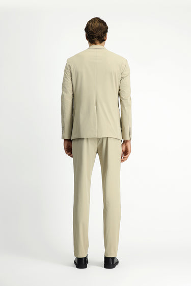 Orta Bej Techno-Line Super Slim Fit Ekstra Dar Kesim Beli Lastikli İpli Çantalı Likralı Takım Elbise