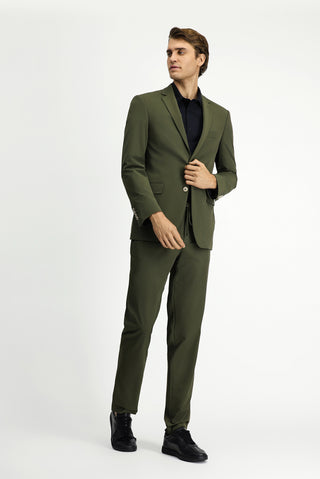  Orta Haki Techno-Line Super Slim Fit Ekstra Dar Kesim Beli Lastikli İpli Çantalı Likralı Takım Elbise