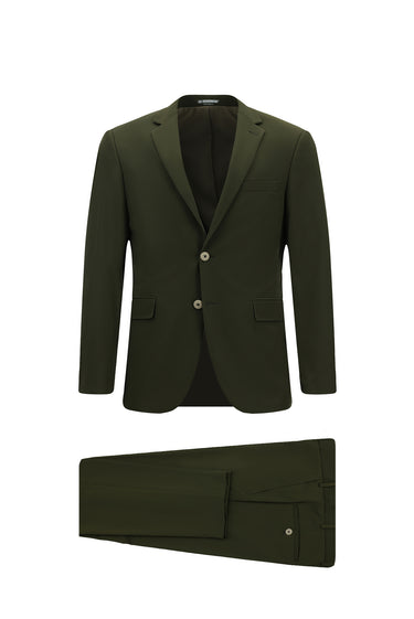 Orta Haki Techno-Line Super Slim Fit Ekstra Dar Kesim Beli Lastikli İpli Çantalı Likralı Takım Elbise