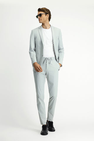  Taş Techno-Line Super Slim Fit Ekstra Dar Kesim Beli Lastikli İpli Çantalı Likralı Takım Elbise