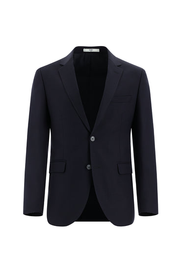  Koyu Lacivert Slim Fit Dar Kesim Klasik Keten Karışımlı Takım Elbise