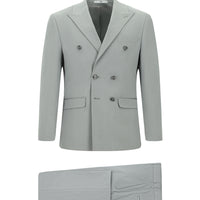 Açık Gri Super Slim Fit Ekstra Dar Kesim Pamuklu Lyocell Kruvaze Takım Elbise