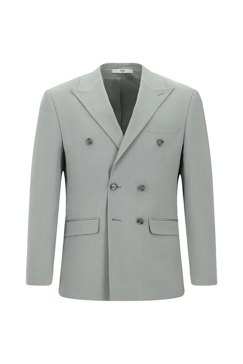 Açık Gri 7 Drop Slim Fit Dar Kesim Pamuklu Lyocell Kruvaze Takım Elbise