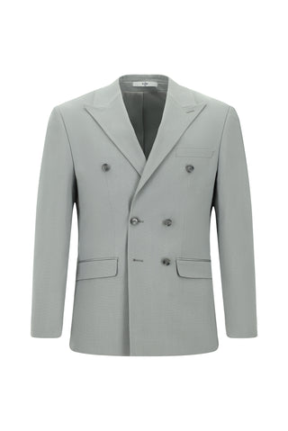  Açık Gri 6 Drop Regular Fit Standart Kesim Pamuklu Lyocell Kruvaze Takım Elbise