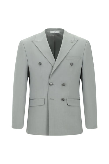 Açık Gri Super Slim Fit Ekstra Dar Kesim Pamuklu Lyocell Kruvaze Takım Elbise