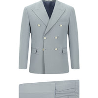 Bulut Gri 7 Drop Super Slim Fit Eksra Dar Kesim Pamuklu Lyocell Kruvaze Takım Elbise