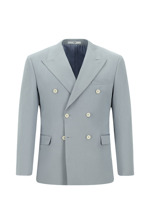 Bulut Gri 7 Drop Super Slim Fit Eksra Dar Kesim Pamuklu Lyocell Kruvaze Takım Elbise