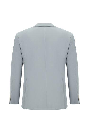 Bulut Gri Slim Fit Dar Kesim Pamuklu Lyocell Kruvaze Takım Elbise