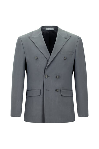  Orta Füme 7 Drop Super Slim Fit Eksra Dar Kesim Pamuklu Lyocell Kruvaze Takım Elbise