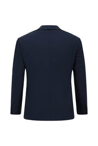  Koyu Lacivert Slim Fit Dar Kesim Pamuklu Lyocell Kruvaze Takım Elbise