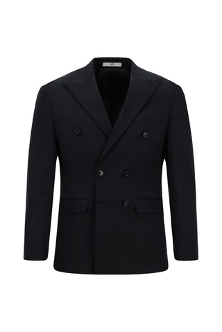  Siyah Lacivert 6 Drop Regular Fit Standart Kesim Pamuklu Lyocell Kruvaze Takım Elbise