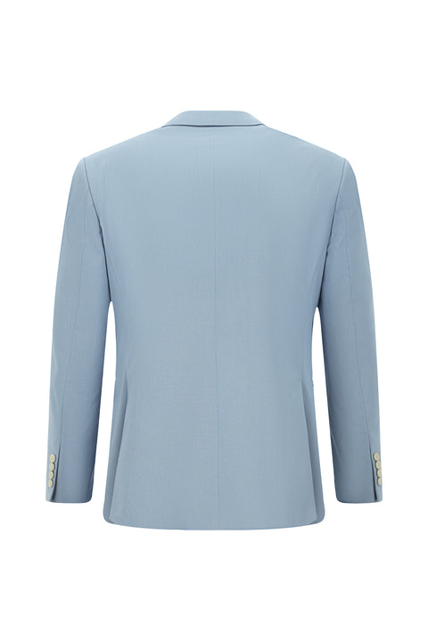 Açık Mavi 7 Drop Slim Fit Dar Kesim Pamuklu Lyocell Kruvaze Takım Elbise