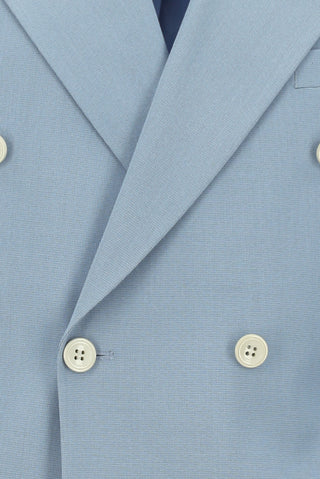  Açık Mavi 7 Drop Slim Fit Dar Kesim Pamuklu Lyocell Kruvaze Takım Elbise