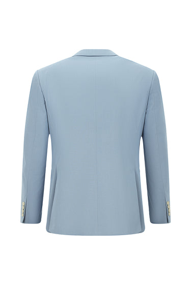 Açık Mavi Slim Fit Dar Kesim Pamuklu Lyocell Kruvaze Takım Elbise