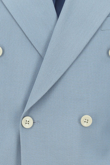 Açık Mavi Regular Fit Pamuklu Lyocell Kruvaze Takım Elbise