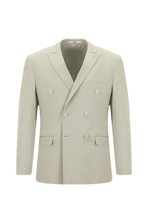 Orta Bej 7 Drop Slim Fit Dar Kesim Pamuklu Lyocell Kruvaze Takım Elbise