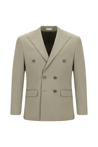  Koyu Bej Regular Fit Pamuklu Lyocell Kruvaze Takım Elbise