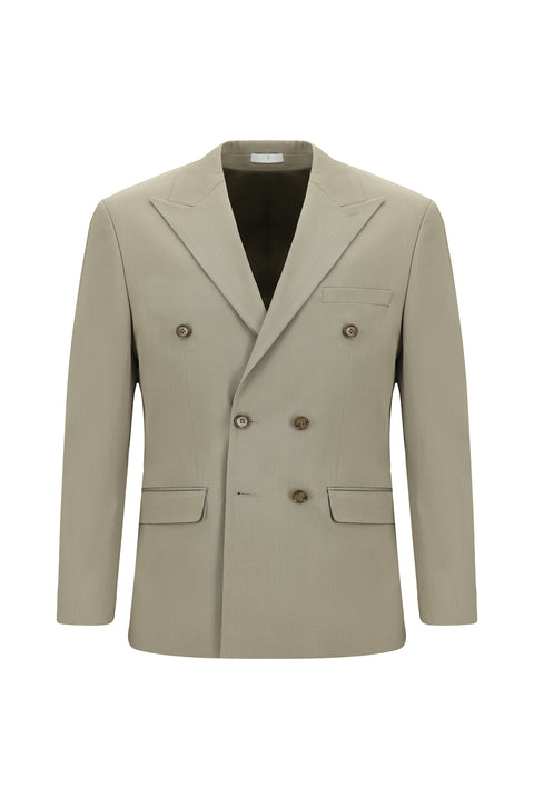 Koyu Bej 7 Drop Slim Fit Dar Kesim Pamuklu Lyocell Kruvaze Takım Elbise