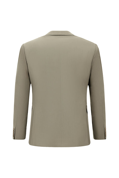 Açık Haki 7 Drop Slim Fit Dar Kesim Pamuklu Lyocell Kruvaze Takım Elbise