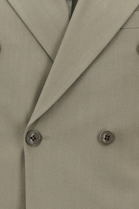 Açık Haki 7 Drop Slim Fit Dar Kesim Pamuklu Lyocell Kruvaze Takım Elbise