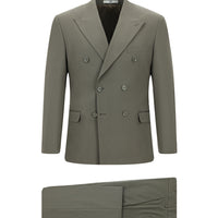 Koyu Haki 7 Drop Super Slim Fit Eksra Dar Kesim Pamuklu Lyocell Kruvaze Takım Elbise