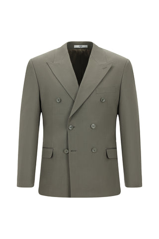  Koyu Haki Slim Fit Dar Kesim Pamuklu Lyocell Kruvaze Takım Elbise