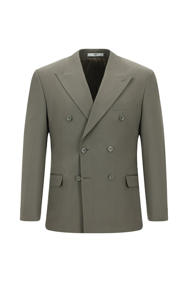 Koyu Haki 7 Drop Super Slim Fit Eksra Dar Kesim Pamuklu Lyocell Kruvaze Takım Elbise