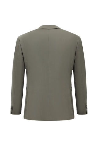  Koyu Haki Slim Fit Dar Kesim Pamuklu Lyocell Kruvaze Takım Elbise