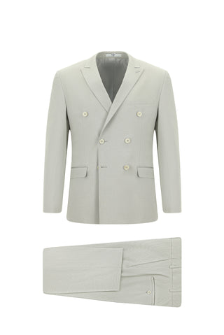  Taş Super Slim Fit Ekstra Dar Kesim Pamuklu Lyocell Kruvaze Takım Elbise