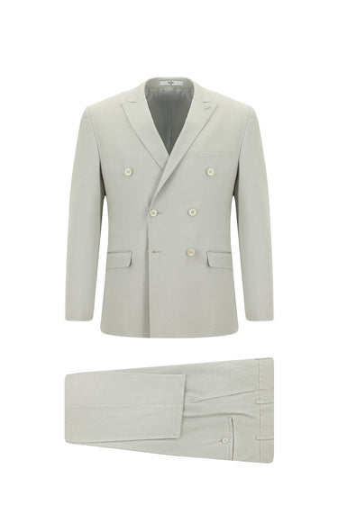  Taş Super Slim Fit Ekstra Dar Kesim Pamuklu Lyocell Kruvaze Takım Elbise