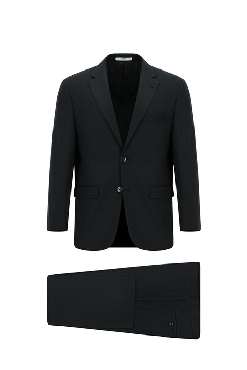 Siyah 7 Drop Slim Fit Dar Kesim Pamuklu Lyocell Takım Elbise