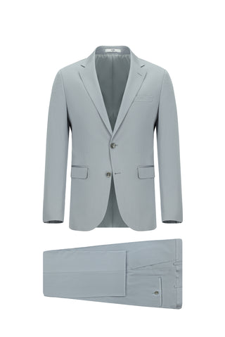  Orta Gri Slim Fit Dar Kesim Pamuklu Lyocell Klasik Takım Elbise